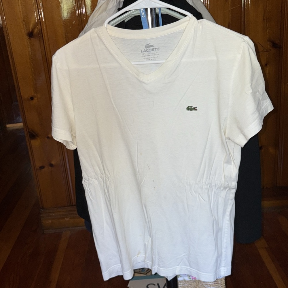 FREE Lacoste Men's White V-Neck T-Shirt
